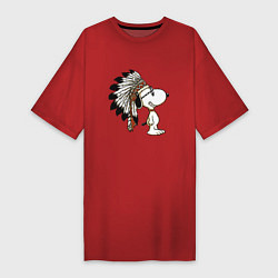 Футболка женская-платье Snoopy, цвет: красный