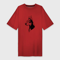 Футболка женская-платье Доберман Z, цвет: красный