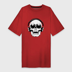 Женская футболка-платье Skull Music lover