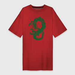 Футболка женская-платье Древний китайский дракон, цвет: красный