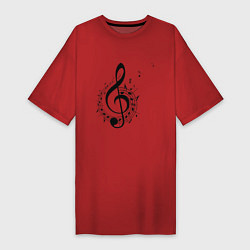 Женская футболка-платье Скрипичный ключ ноты по кругу