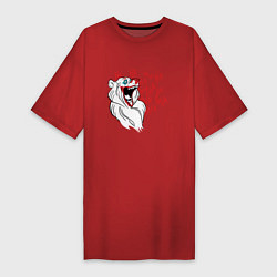Футболка женская-платье Безумный медведь, цвет: красный