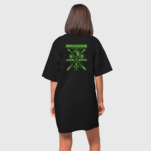 Женская футболка-платье Slytherin Quidditch / Черный – фото 4