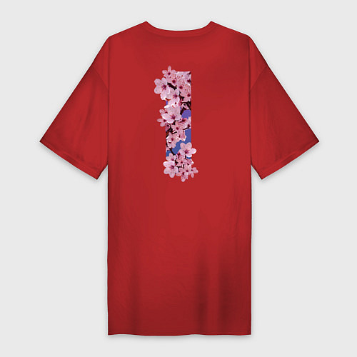Женская футболка-платье Ветви сакуры / Красный – фото 2