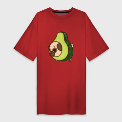 Женская футболка-платье Мопс-авокадо