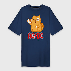 Женская футболка-платье ACDC rock cat
