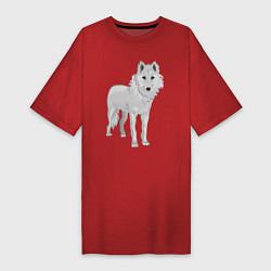Футболка женская-платье Белый волк, цвет: красный