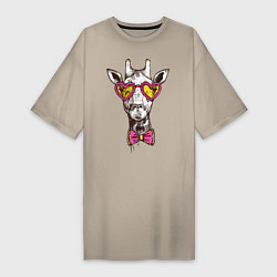 Женская футболка-платье Жираф с бабочкой