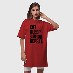 Футболка женская-платье EAT SLEEP BASKETBALL REPEAT, цвет: красный — фото 2