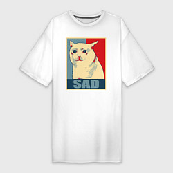 Женская футболка-платье Sad Cat