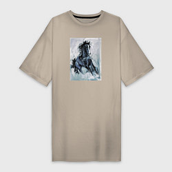 Женская футболка-платье Лошадь арт