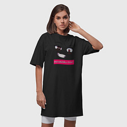 Футболка женская-платье Аниме личико, цвет: черный — фото 2