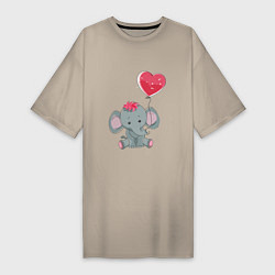 Женская футболка-платье Влюбленный слоник