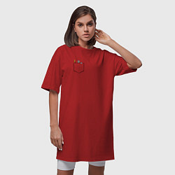 Футболка женская-платье Дарк соулс карман, цвет: красный — фото 2
