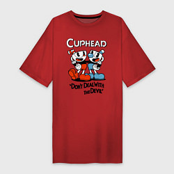 Женская футболка-платье Cuphead, Dont deal with devil