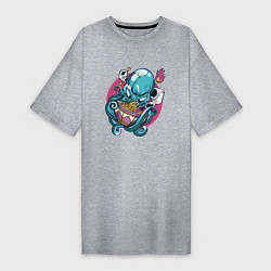 Футболка женская-платье Anime Octopus eating Ramen, цвет: меланж