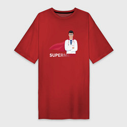 Футболка женская-платье Супер врач Super Doc Z, цвет: красный