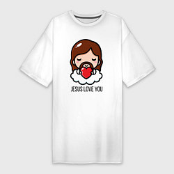 Женская футболка-платье Иисус любит тебя