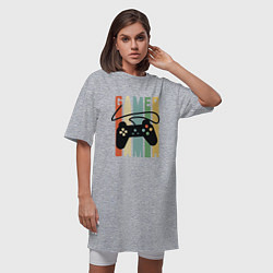 Футболка женская-платье Gamer vintage, цвет: меланж — фото 2