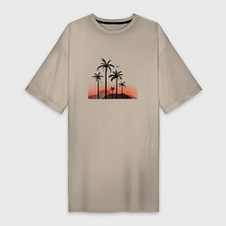 Футболка женская-платье Palm tree, цвет: миндальный