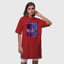 Футболка женская-платье Neon Asian Street Vaporwave, цвет: красный — фото 2
