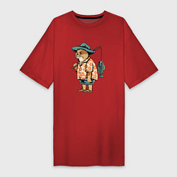 Женская футболка-платье Кот рыбак