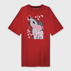 Женская футболка-платье Мышка и сакура