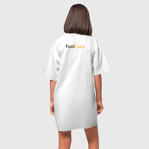 Женская футболка-платье Подмигивающая кукуруза / Белый – фото 4