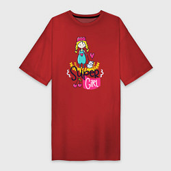 Женская футболка-платье Девушка с собачкой
