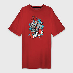Женская футболка-платье Майнкрафт Волк, Minecraft Wolf