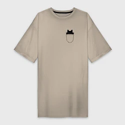Женская футболка-платье Кот в кармане