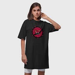 Футболка женская-платье Stop Virus, цвет: черный — фото 2
