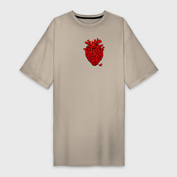 Женская футболка-платье Сердце из котиков
