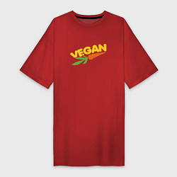 Футболка женская-платье Vegan Life, цвет: красный