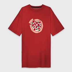 Футболка женская-платье Пицца и ломтик, цвет: красный