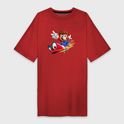 Футболка женская-платье Марио бросает бейсболку, цвет: красный