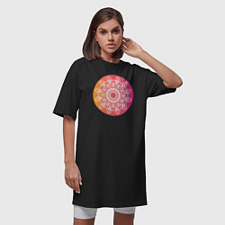 Футболка женская-платье Мандала в круге, цвет: черный — фото 2
