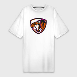 Футболка женская-платье Тигр Убийца, цвет: белый