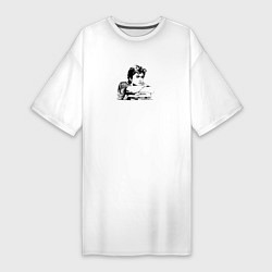 Женская футболка-платье Тимоти Шаламе портрет контур