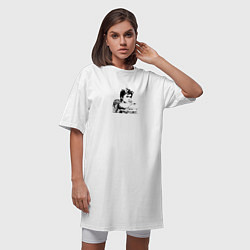 Футболка женская-платье Тимоти Шаламе портрет контур, цвет: белый — фото 2