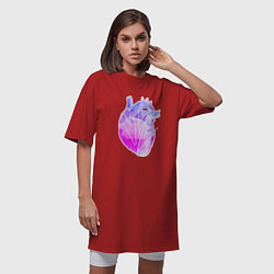 Футболка женская-платье Реалистичные силуэт сердца, цвет: красный — фото 2