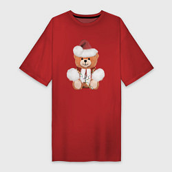 Женская футболка-платье Новогодний медвежонок