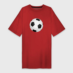 Футболка женская-платье Футбольный мяч, цвет: красный