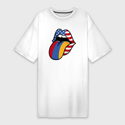 Футболка женская-платье Армения - США, цвет: белый