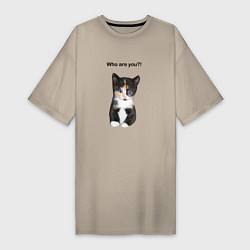 Женская футболка-платье Кот с вопросом