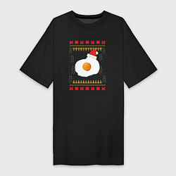 Женская футболка-платье Рождественский свитер Кот-яичница