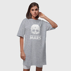 Футболка женская-платье 30 Seconds to Mars белый череп, цвет: меланж — фото 2