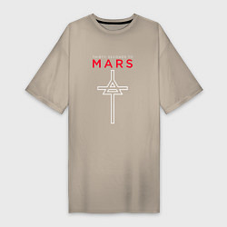 Футболка женская-платье 30 Seconds To Mars, logo, цвет: миндальный