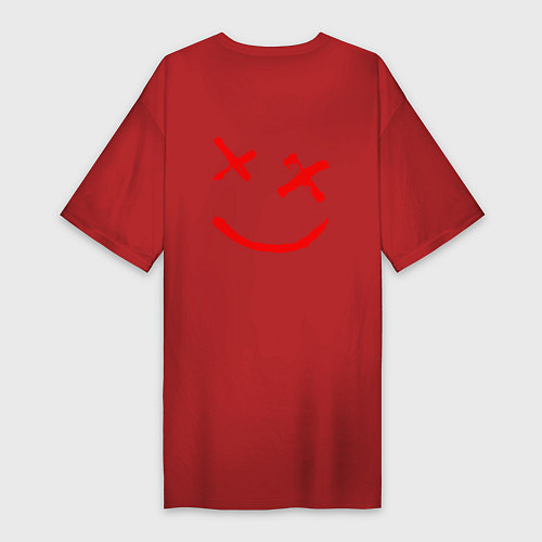 Женская футболка-платье Don’t Worry, Be Happy / Красный – фото 2