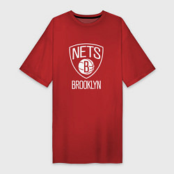 Женская футболка-платье Бруклин Нетс логотип